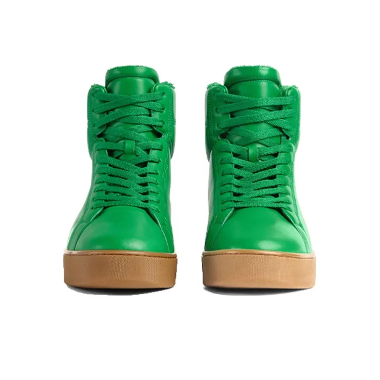Bottega Veneta Quilt High Top Stylish Skateboarding Shoes Men's Green Brown-3