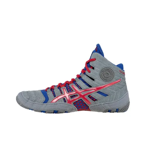 Asics Cushioning Breathable Wear-Resistant Slip-Resistant High-Top Athletic Shoes Men's Gray Blue