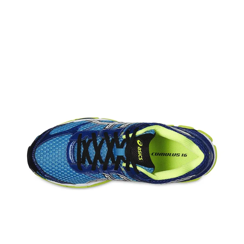 Asics Gel-Cumulus 16 Wear-Resistant Low-Top Running Shoes Unisex Blue Silver Yellow-2