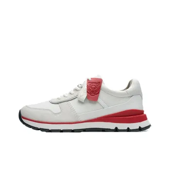 Clarks Wear Resistant Low Top Running Shoes Men's White