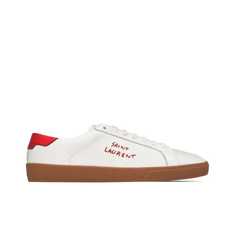 SAINT LAURENT SL/06 Court Low Top Stylish Skateboarding Shoes Women's White Red-1