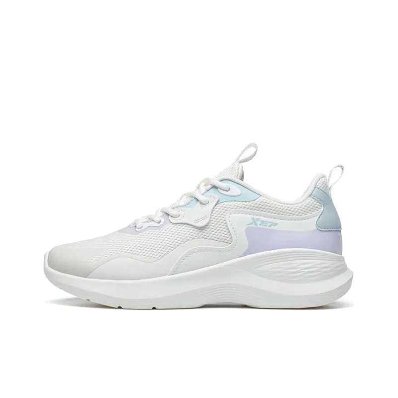 XTEP Cloud DC Cushioning Anti-Slip Wear-Resistant Breathability Low-Top Running Shoes Women's White Purple Green-0