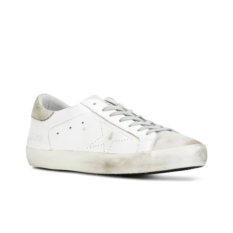 Golden Goose Super Star Stylish Skateboarding Shoes Men's Silver Tail Distressed Style-2