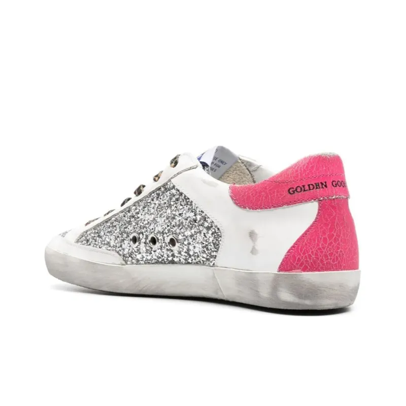 Golden Goose Super Star Stylish Skateboarding Shoes Women's White Silver Pink-3