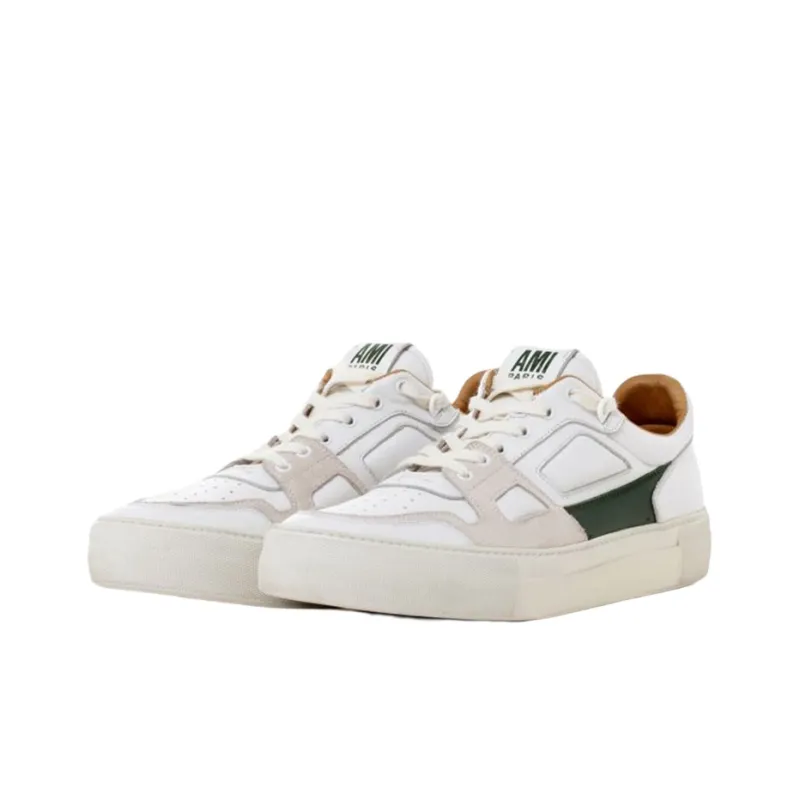 AMIPARIS De Coeur Low Top Stylish Skateboarding Shoes Unisex White Green-2
