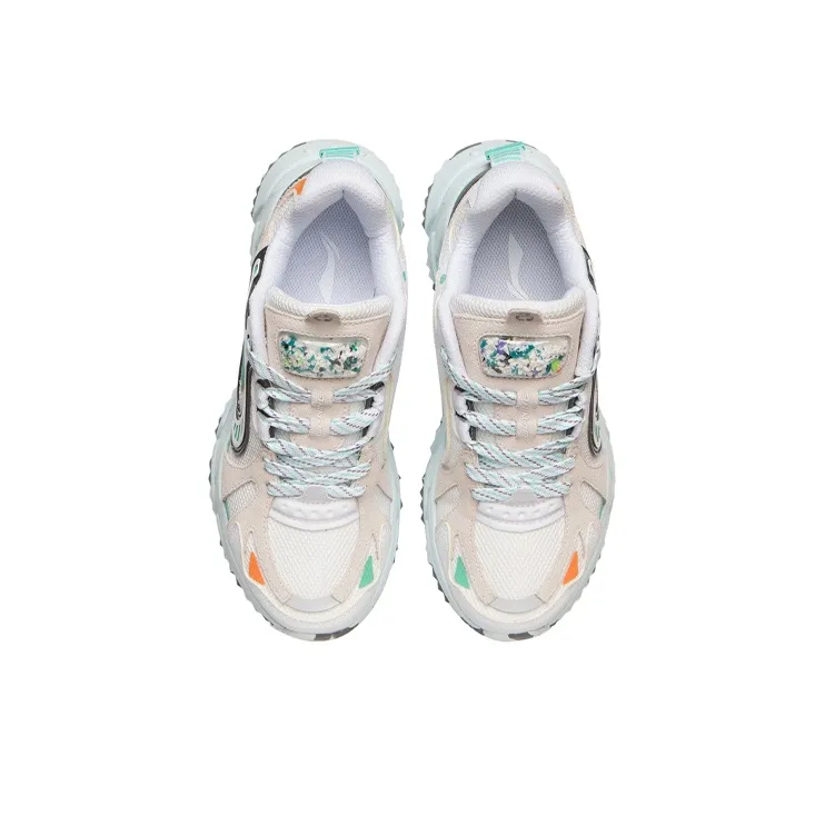 LINING Running Shoes Women's Low Top Standard White/Dark Gray Green-3