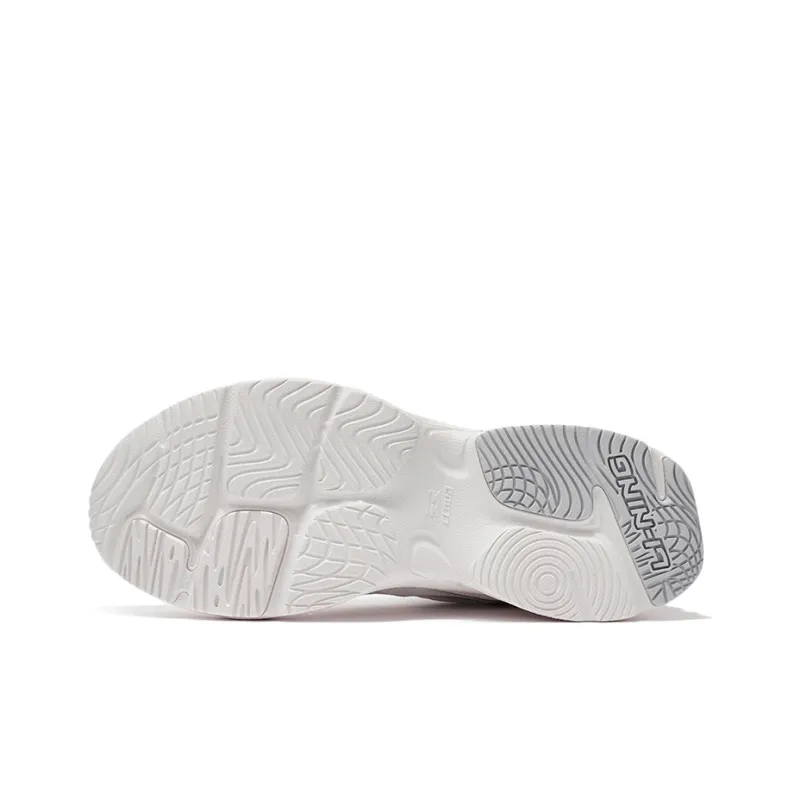 LiNing Cushioning Anti Slip And Wear Resistant Support Low Top Casual Running Shoes Men's White Gray-4