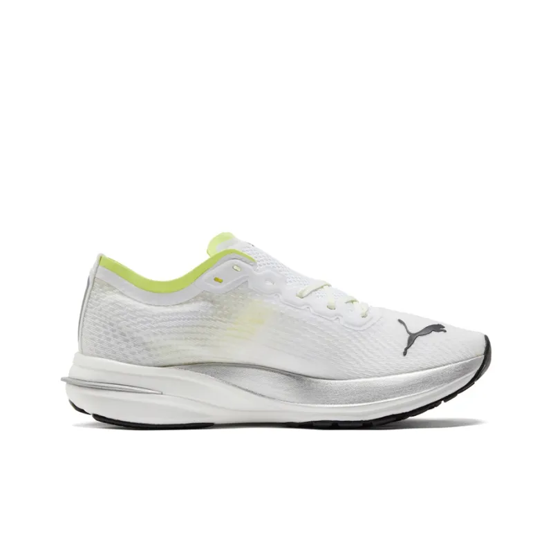 PUMA Deviate NITRO Cushioning, Breathable, Moisture Wicking Low Top Running Shoes Women's White Light Yellow-1