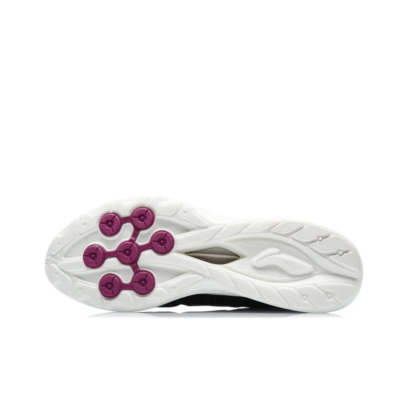 LiNing Qingyi Cushioned Wear Resistant Slip Resistant Low Top Running Shoes Women's Black White-4