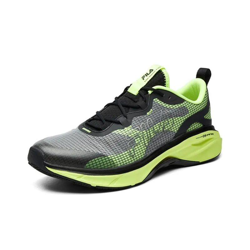 FILA Athletics Cushioning Anti Slip Wear Resistant Breathability Low Top Running Shoes Men's Black Green-1