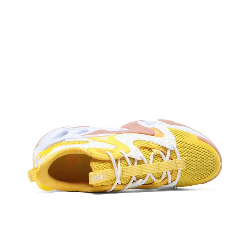PEAK Wear resistant Non slip And Breathable Low Top Running Shoes Men's Yellow White-2