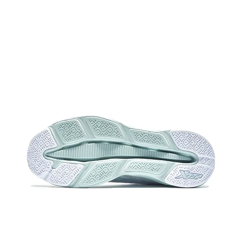 XTEP Cushioned Anti Slip Wear Resistant Breathable Lightweight Low Top Running Shoes Women's White Green-3