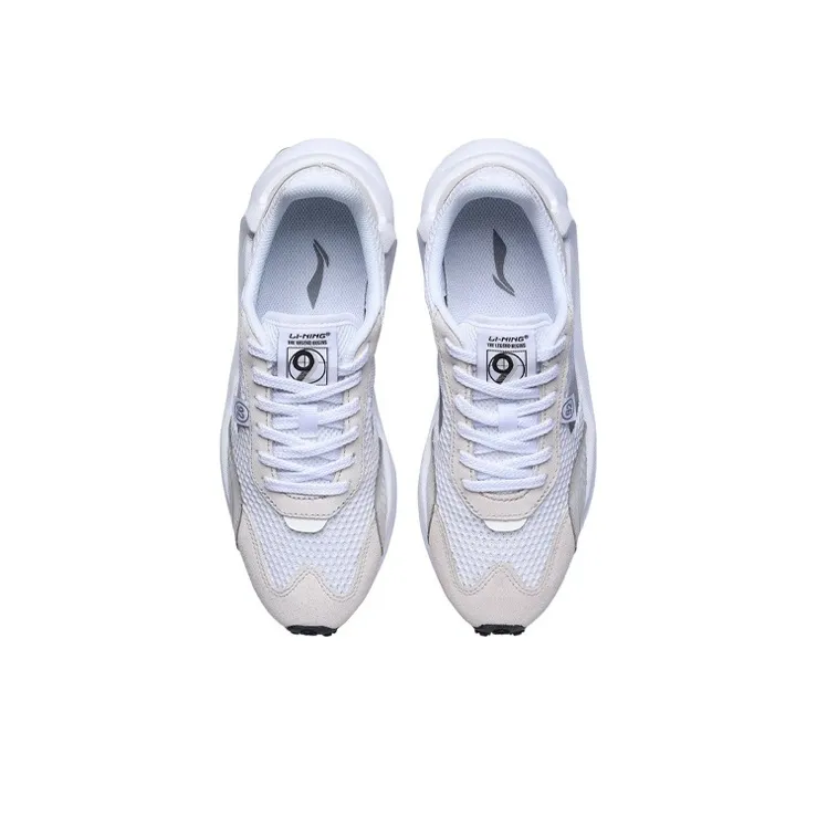 LiNing Cushioned Anti-Slip Wear-Resistant Breathable Lightweight Low-Top Running Shoes Women's Snow Gray-3