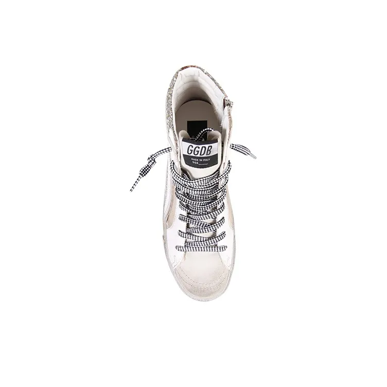 Golden Goose Slide Skateboard Shoes Women's Mid-Top Silver-3