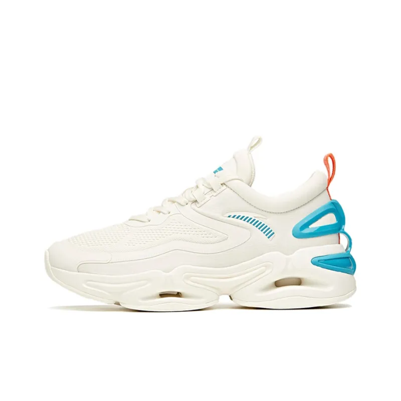 Anta Running Collection Cushioned Slip Resistant Abrasion Resistant Breathable Low Top Running Shoes Men's White Blue-0