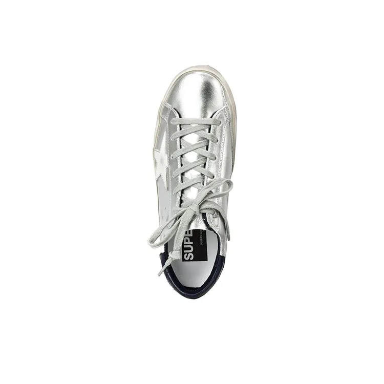 Golden Goose Super Star Skateboard Shoes Women's Low Top Silver/Black-2