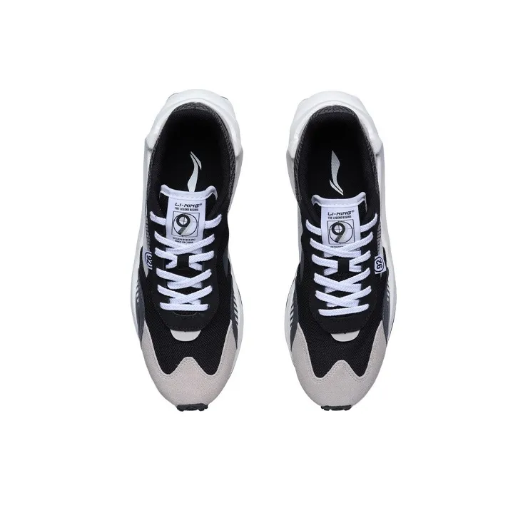 LiNing Cushioning Anti Slip Wear Resistant Breathable Lightweight Reflective Low Top Running Shoes Men's Black Gray-3