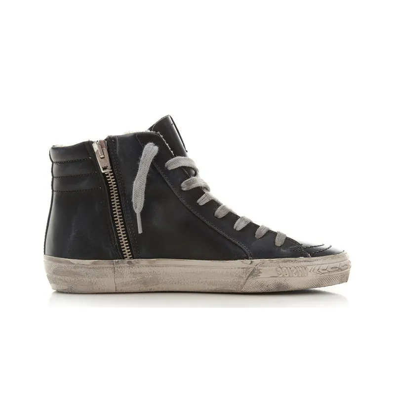 Golden Goose Slide Distressed Studded Sneakers-1