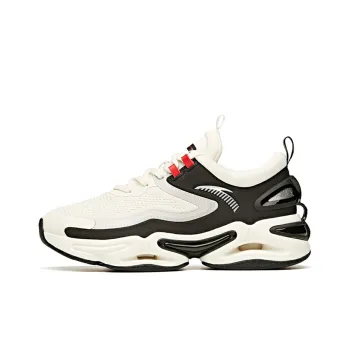 Anta Cushioned Slip Resistant Abrasion Resistant Breathable Low Top Running Shoes Men's White Black X LOOOP Technology
