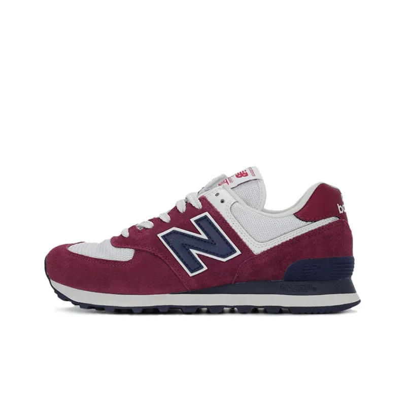 New Balance 574 Shoes Wine Red/White-0