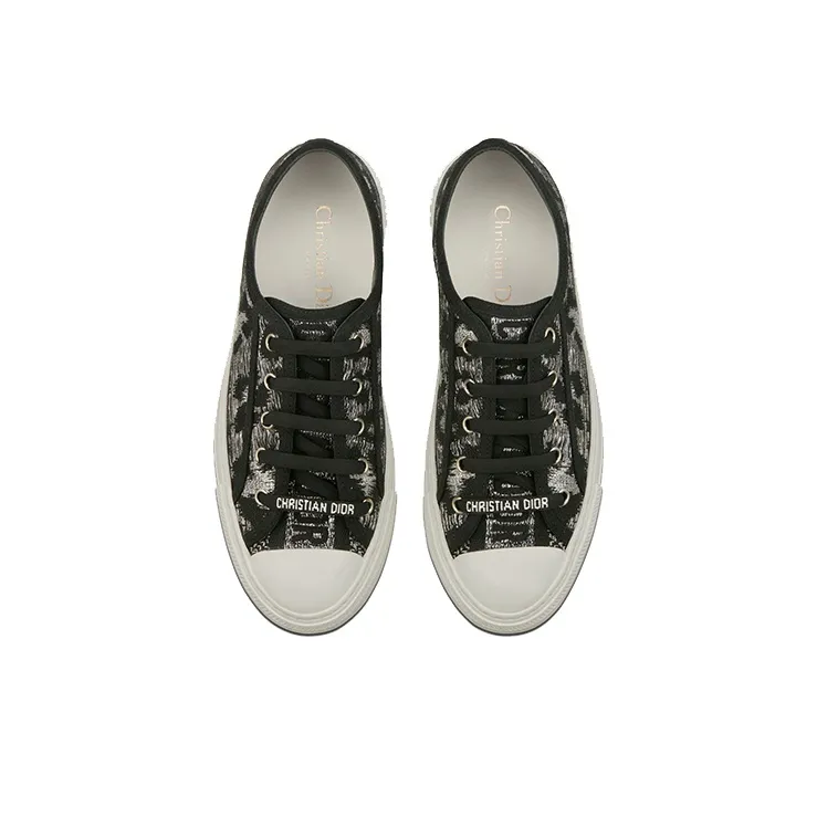DIOR Walk'n'Dior Platform Shoes Low Top Stylish Skateboarding Shoes Women's Gray Black-4