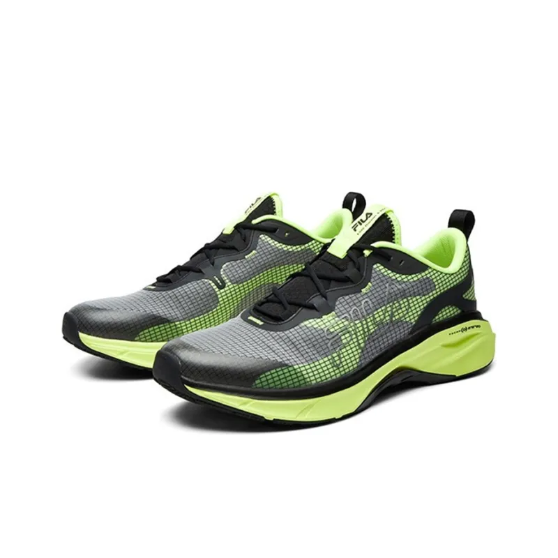 FILA Athletics Cushioning Anti Slip Wear Resistant Breathability Low Top Running Shoes Men's Black Green-2