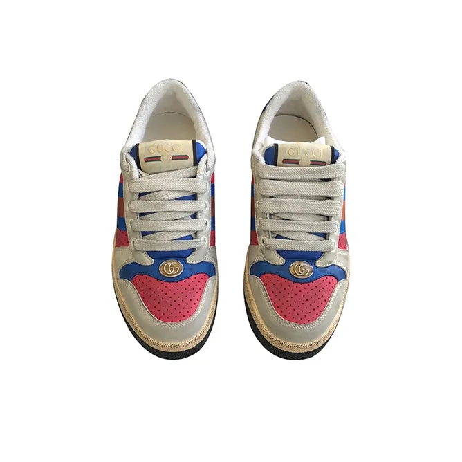 GUCCI Screener Low Top Stylish Skateboarding Shoes Women's Red Blue-2