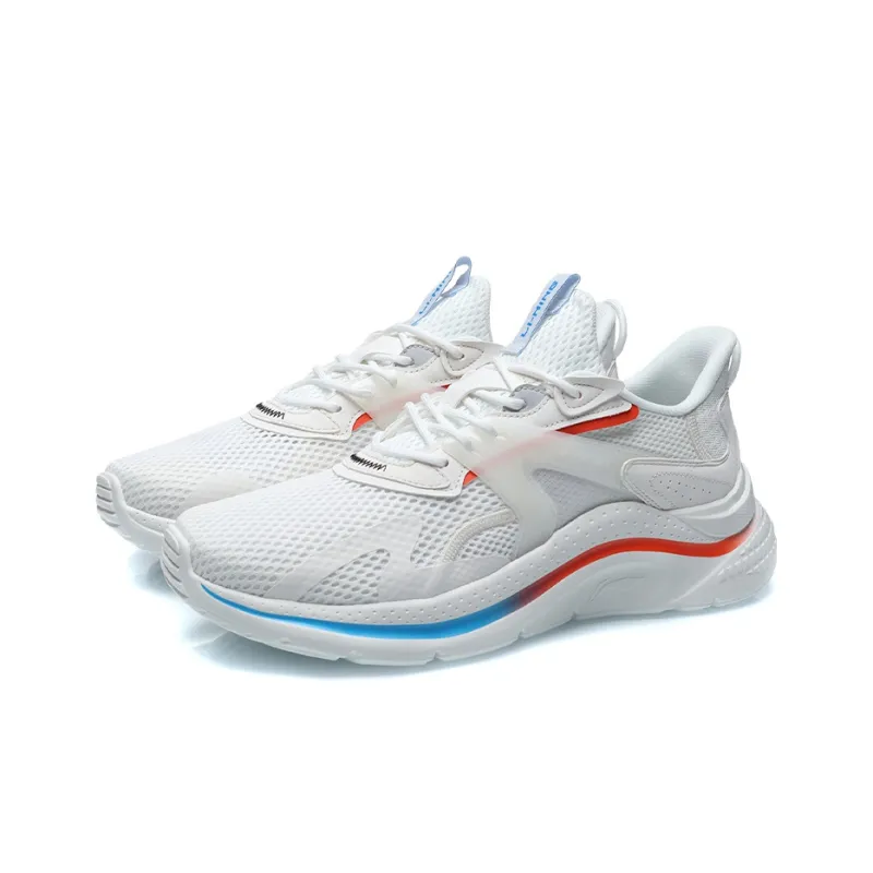 LiNing Liuyun Cushioning, Slip Resistant, And Abrasion Resistant Low Top Running Shoes White Blue Orange-2
