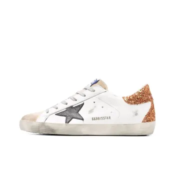 Golden Goose Super Star Little Distressed Shoes Stylish Skateboarding Shoes Women's White Orange Vintage Version