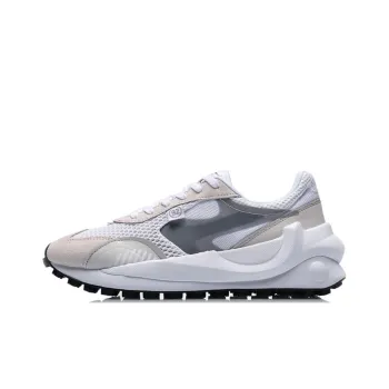 LiNing Cushioned Anti Slip Wear Resistant Breathable Lightweight Low Top Running Shoes Women's Snow Gray