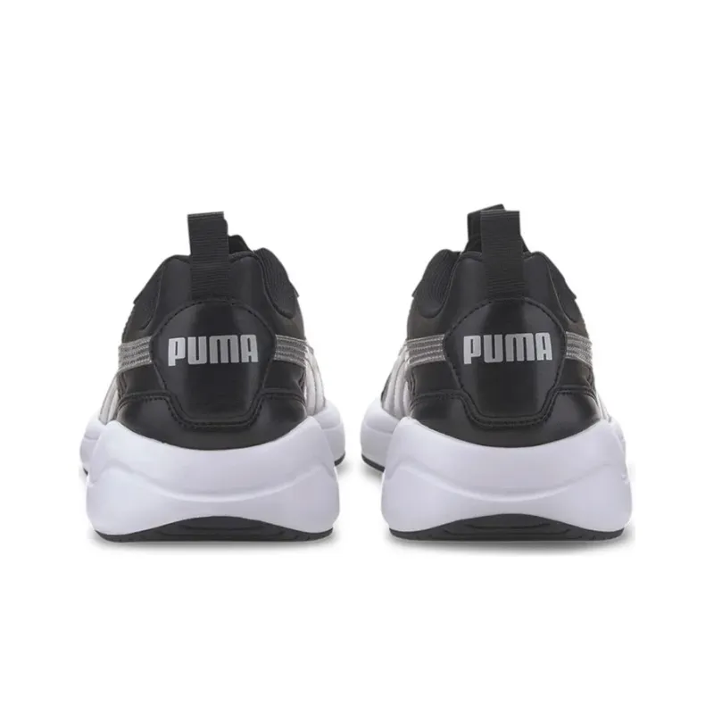 PUMA Nuage Run Breathable Lightweight Low-Top Running Shoes Women's Black Silver-3