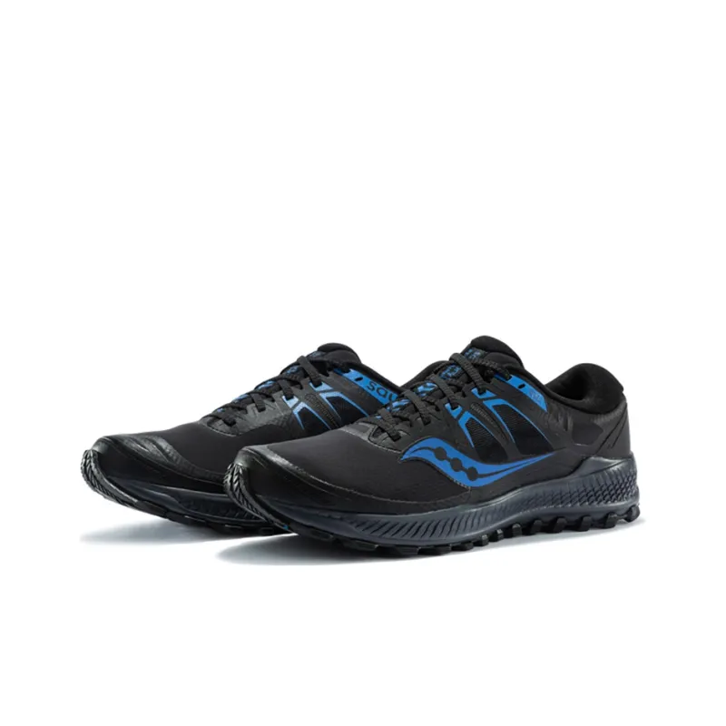 Saucony Cushioning, Abrasion Resistant, Breathable Support Low Top Running Shoes Men's Black Blue-2