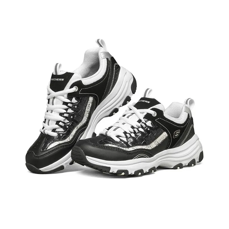 Skechers I Conik Cushioning Breathable Low Top Running Shoes Women's Black White-2