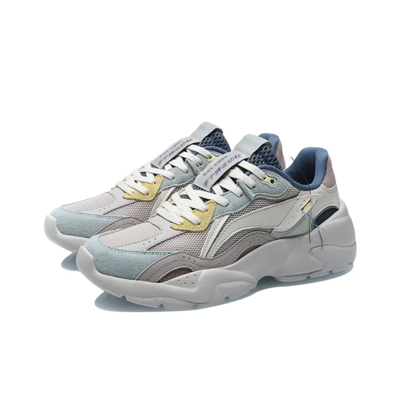 LiNing Low-Top Running Shoes Women's Grey Orchid Yellow Classic Casual-2