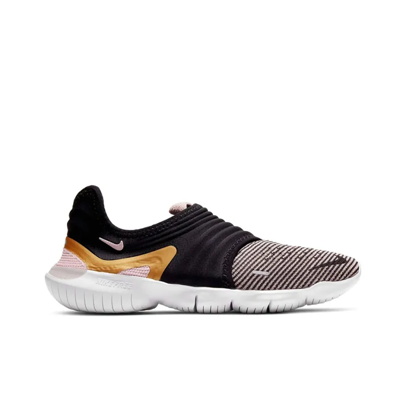 Nike Free Rn Flyknit 3.0 For Black/Golden Women's-1