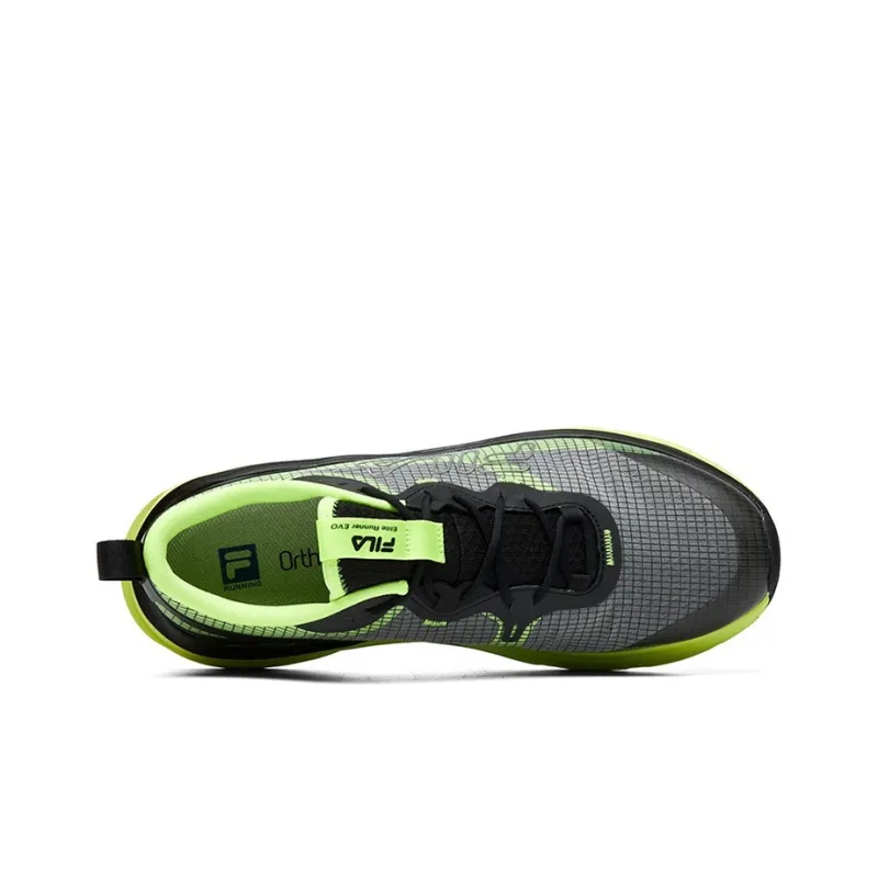 FILA Athletics Cushioning Anti Slip Wear Resistant Breathability Low Top Running Shoes Men's Black Green-3