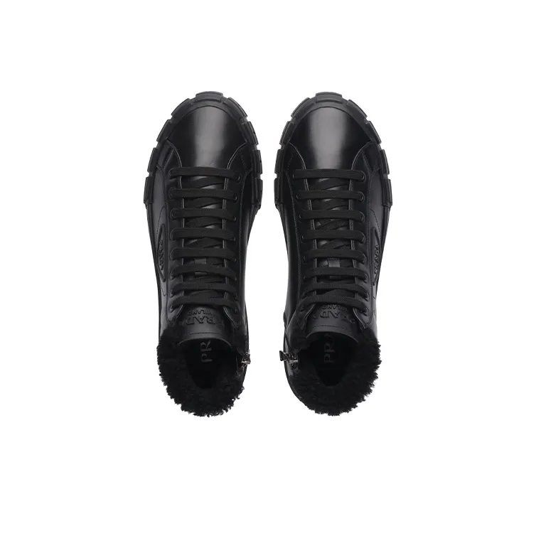 PRADA Cassetta Wheel Skateboard Shoes Men High-Top Black-3