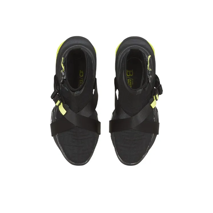 BALMAIN B-Bold Wear-Resistant High-Top Casual Shoes Men's Black Green-4