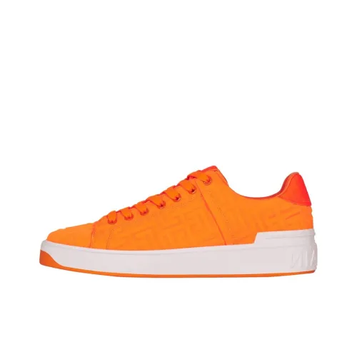 BALMAIN Skateboard Shoes Men Low-Top Neon Orange