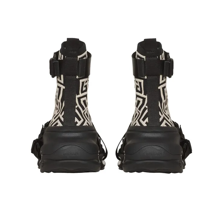 BALMAIN B Bold Chunky Sneakers Men High Top Black/White-4