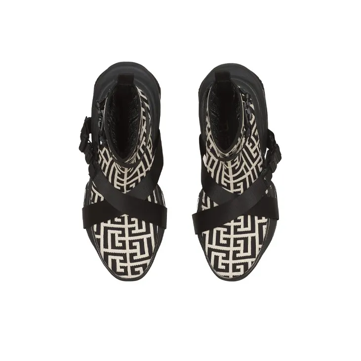 BALMAIN B Bold Chunky Sneakers Men High Top Black/White-3