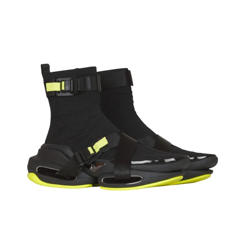 BALMAIN B-Bold Wear-Resistant High-Top Casual Shoes Men's Black Green-2