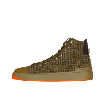 BALMAIN Canvas Shoes Men High Top Khaki