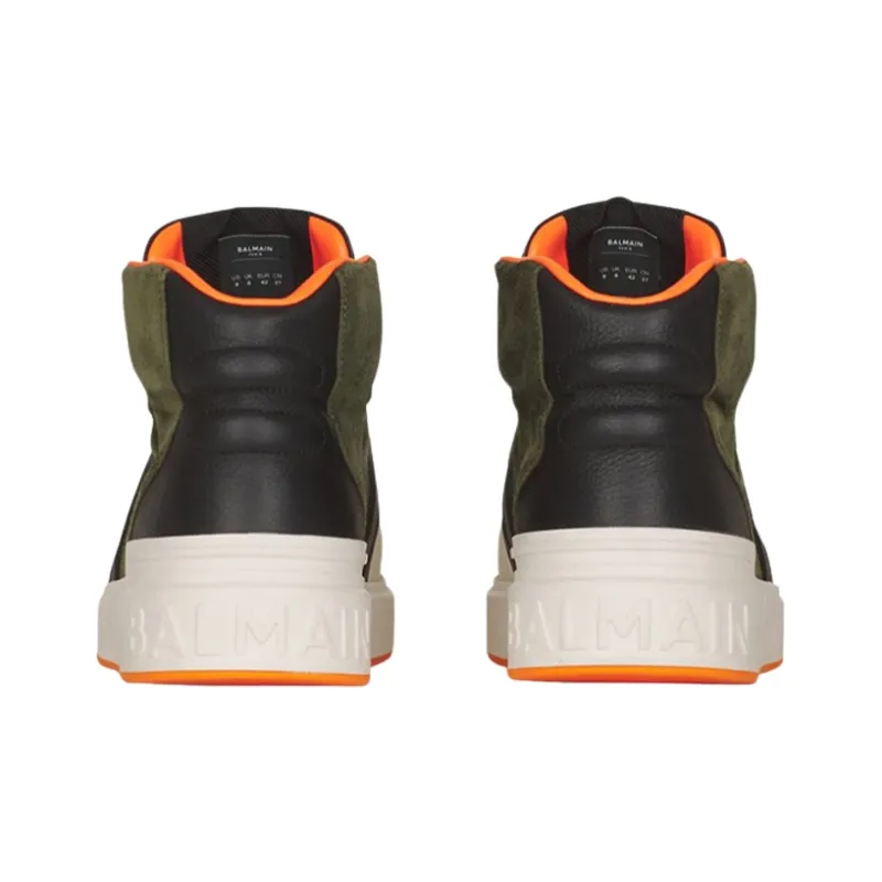 BALMAIN Skateboard Shoes Men High Top White Green-4