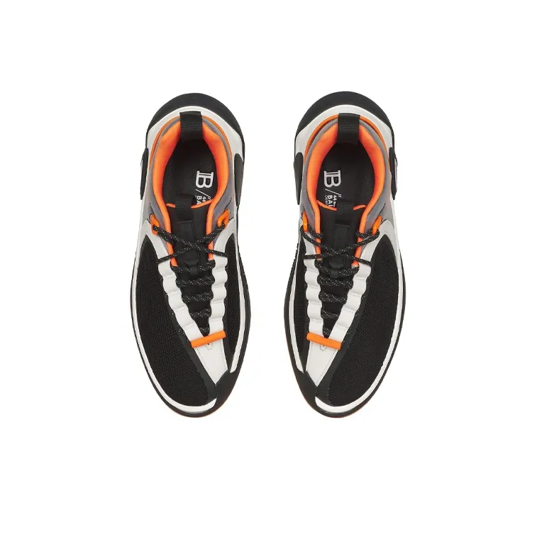 BALMAIN B-Runner Low-Top Casual Shoes Men's Black White Orange-3