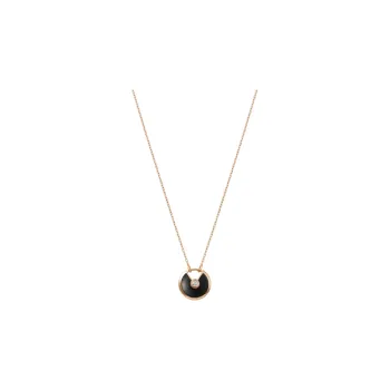 Cartier 18kt Rose Gold Amulette Onyx And Diamond Necklace