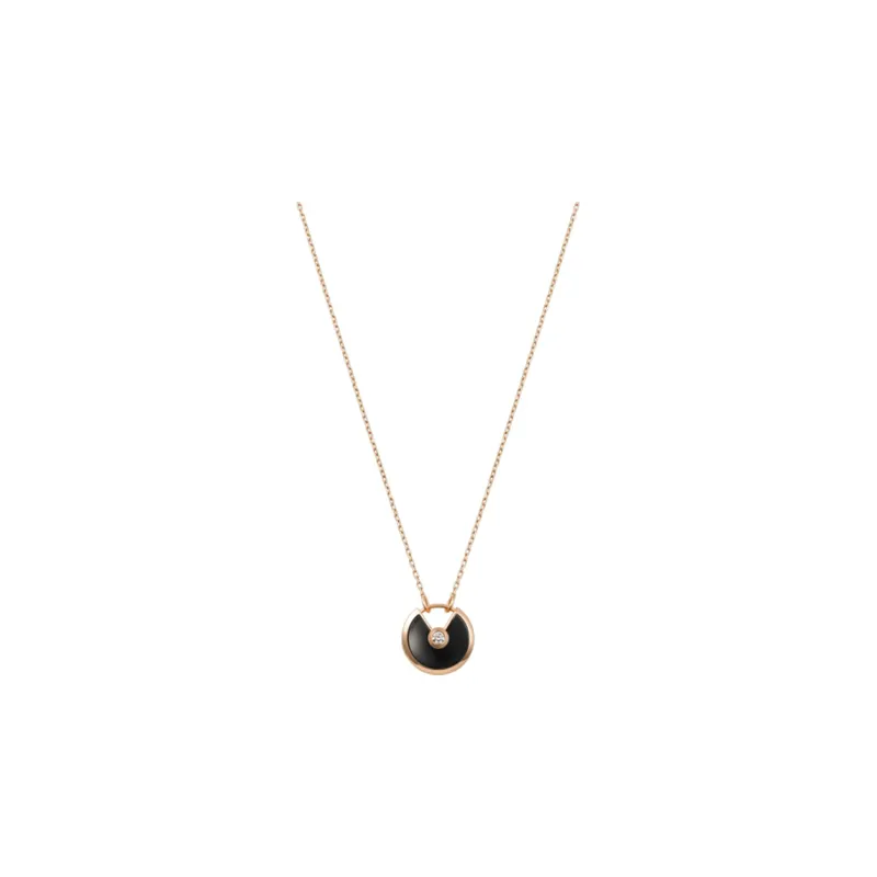 Cartier 18kt Rose Gold Amulette Onyx And Diamond Necklace-0