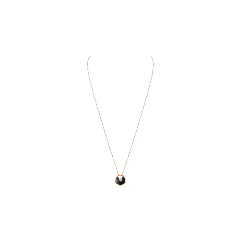 Cartier 18kt Rose Gold Amulette Onyx And Diamond Necklace-1