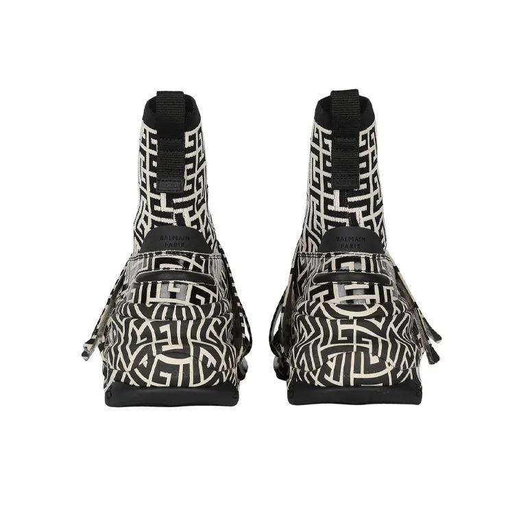 BALMAIN B Bold Chunky Sneakers Men High Top Black/White-3