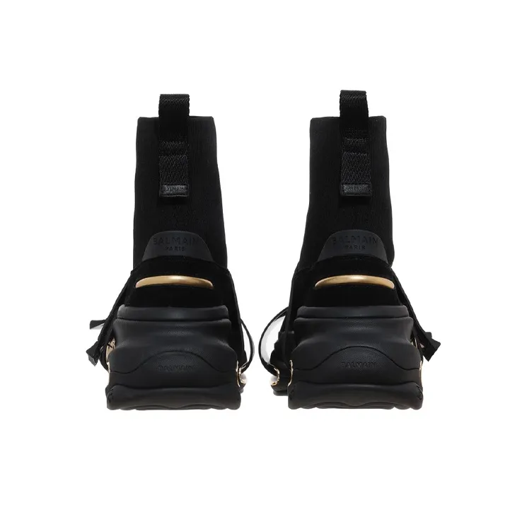 BALMAIN B-Bold Wear-Resistant High-Top Casual Shoes Women's Black-4